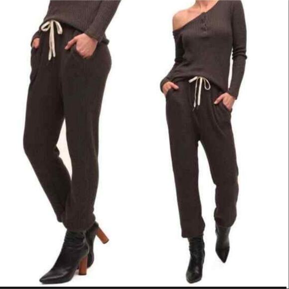 Revolve n:Philanthropy NEW Waffle Weave Pocketed Chocolate Zayden Jogger Pant S - Picture 13 of 16
